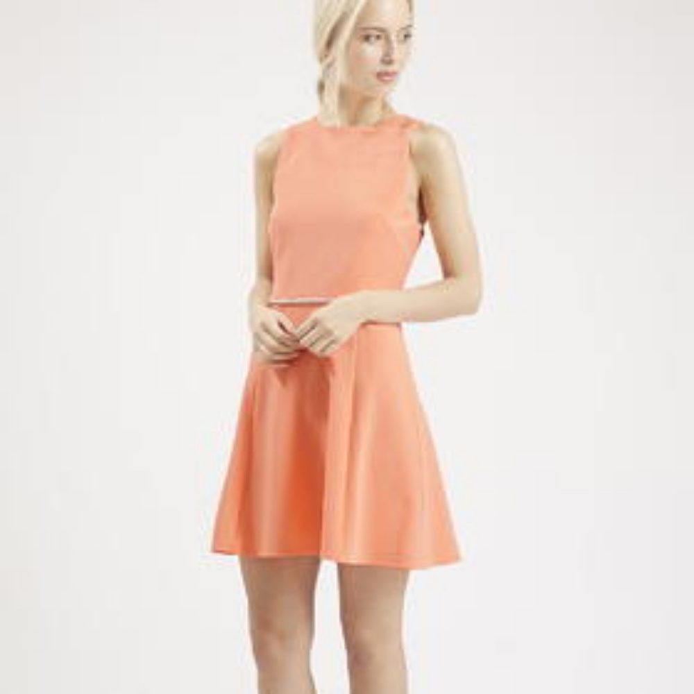 Topshop Embellished Trim Skater Dress w Cut Outs